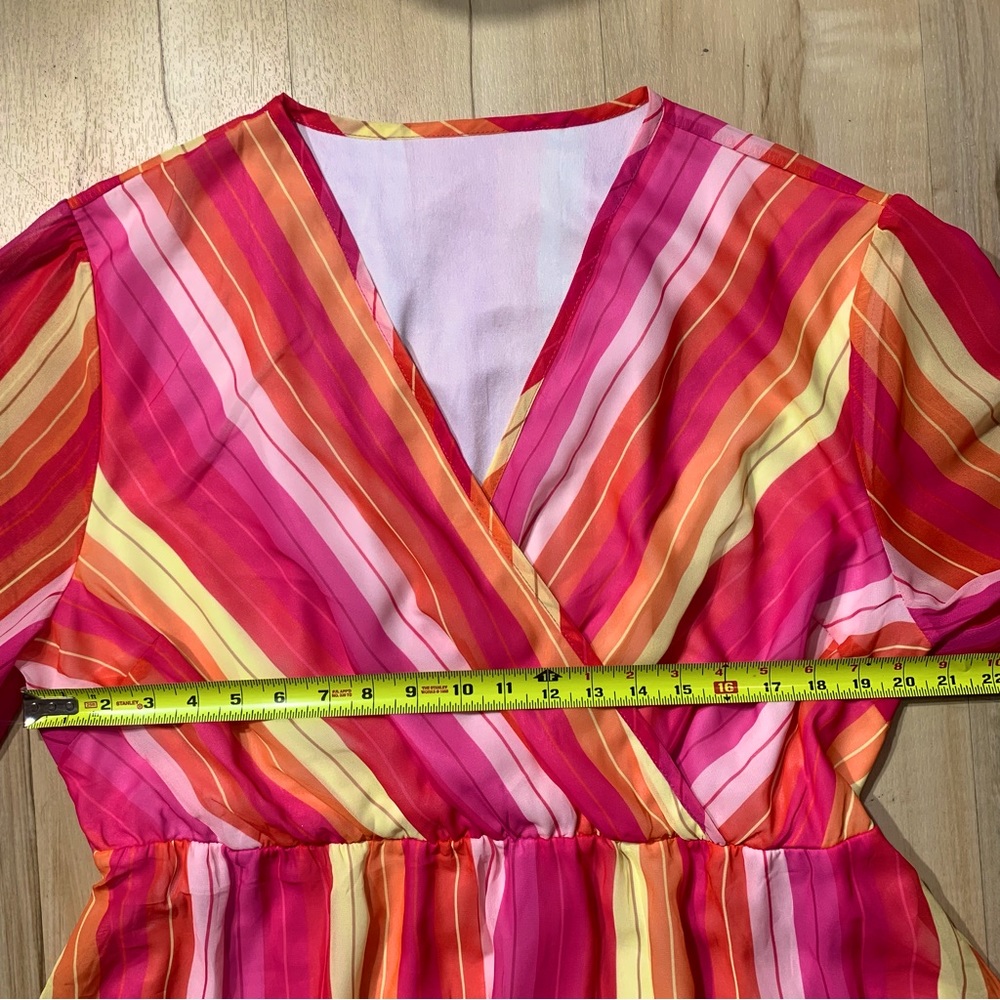 Curvy Maxi Stripe Dress -Red, Pink, Yellow Size 3XL - Picture 5 of 8